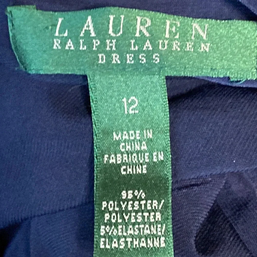 Lauren Ralph Lauren Navy Blue Knee Length Sleeveless Pencil Sheath Dress Size 12